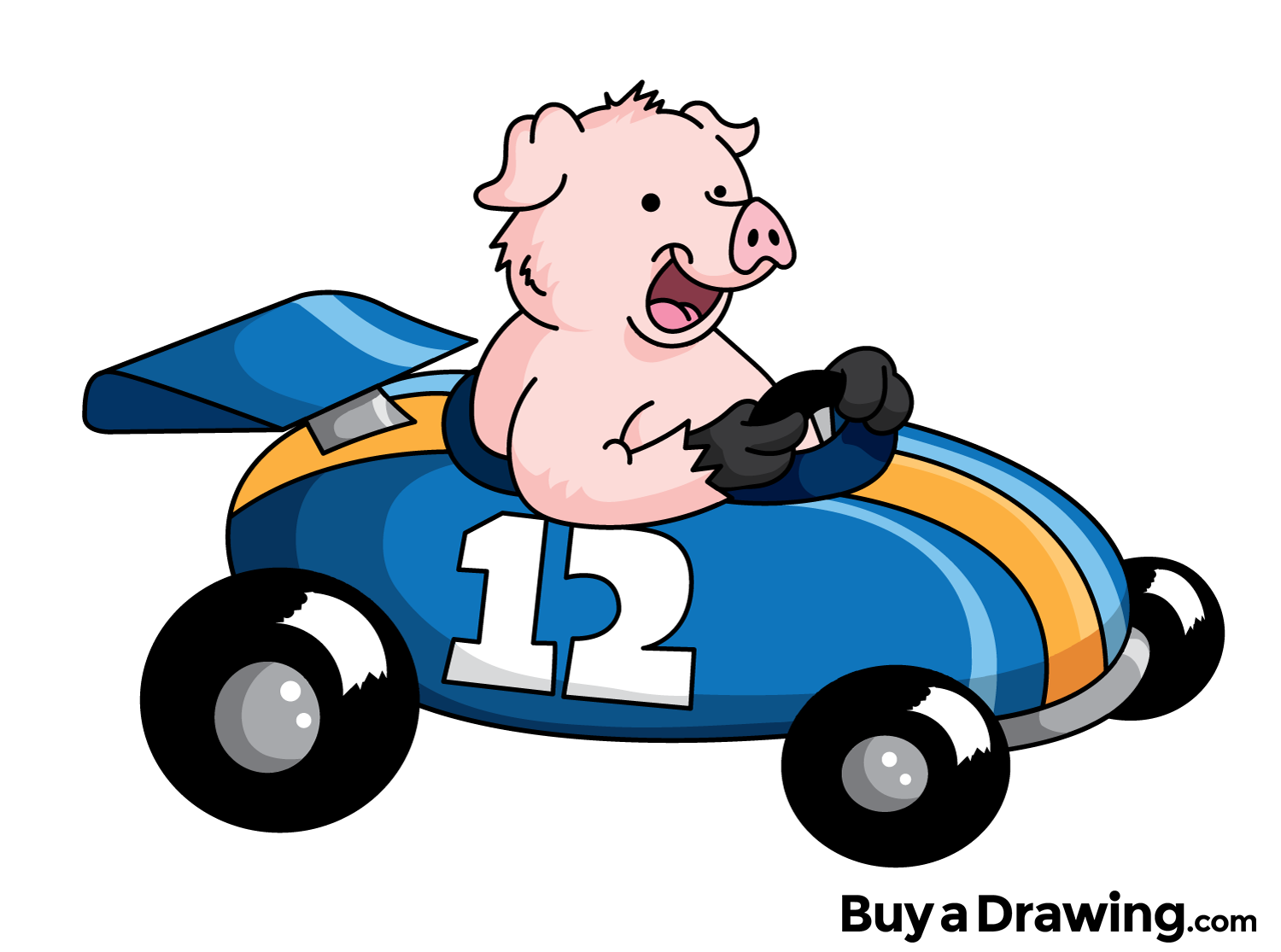 1500x1115 A Cartoon Pig In A Race Car That I Drew For The Heck Of It.