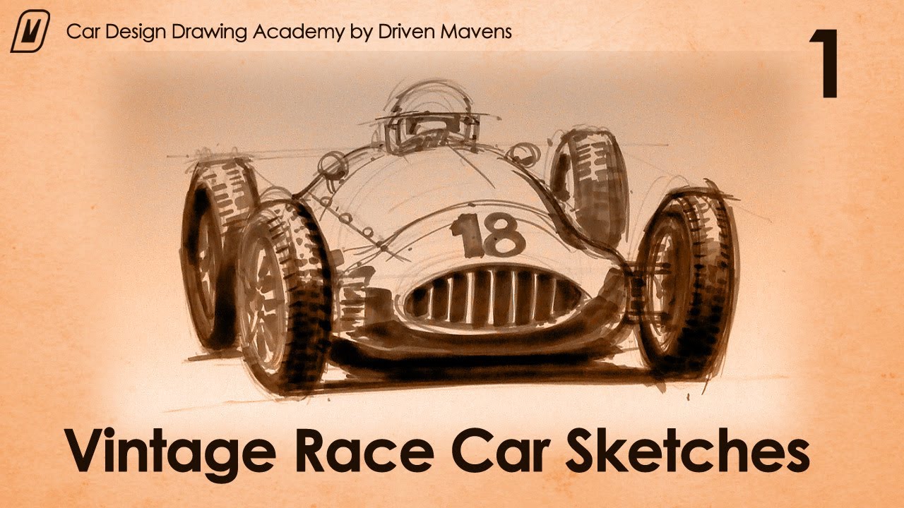 1280x720 Sketching A Vintage Grand Prix Race Car