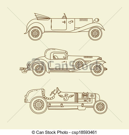 450x470 Vector Vintage Sport Racing Cars. Vector Sport Vintage Clip Art