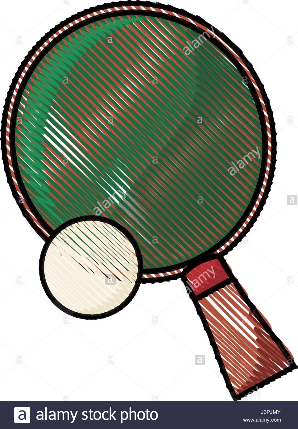 966x1390 Drawing Racket And Ball Ping Pong Play Stock Vector Art