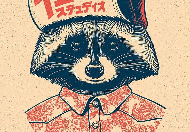 736x510 Raccoon Drawing Illustration Textile Design
