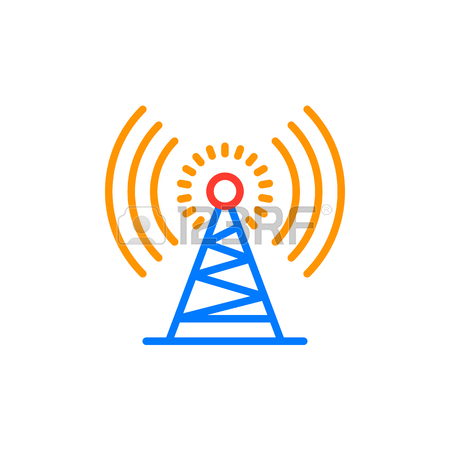 450x450 Antenna Tower Outline Icon, Line Vector Sign, Linear Colorful