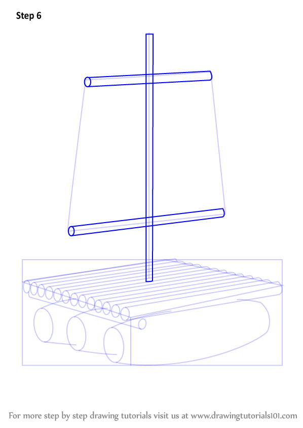 598x844 Learn How To Draw A Wooden Raft (Boats And Ships) Step By Step