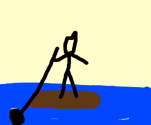 300x250 Stick Figure On A Raft.