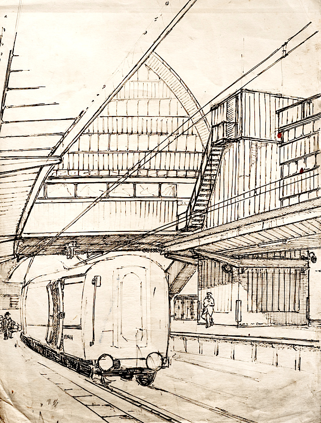 646x850 Railway Station Sketch, 1963 Ed Buziak's Artwork