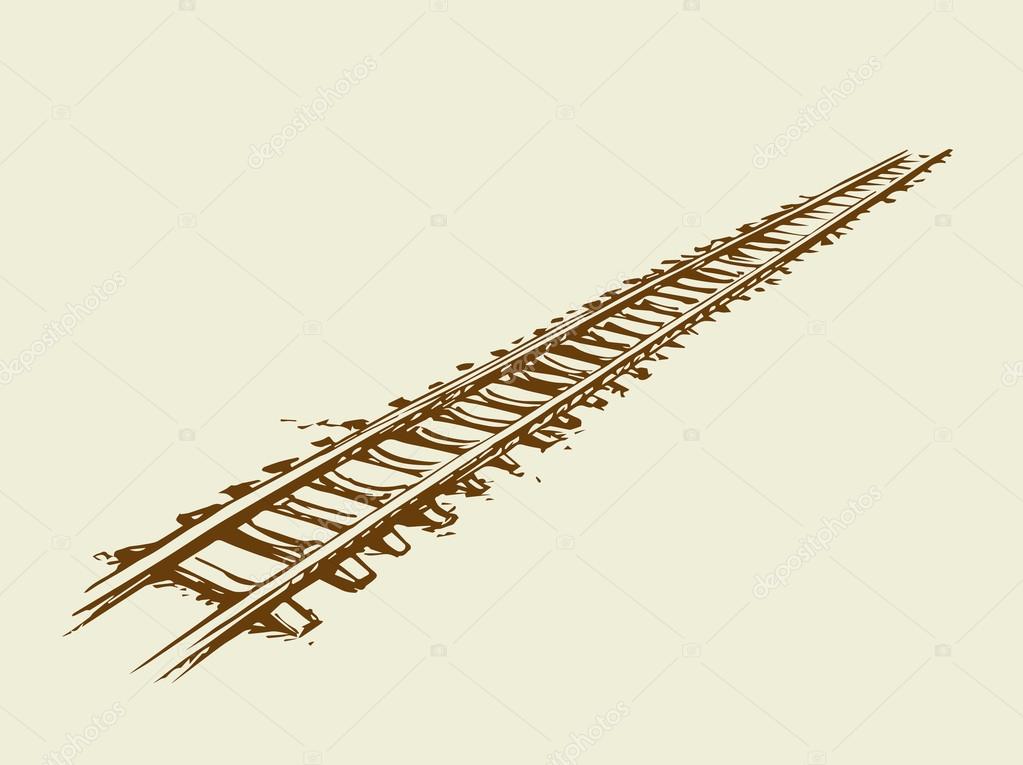 1023x765 Railway. Vector Drawing Stock Vector Marinka