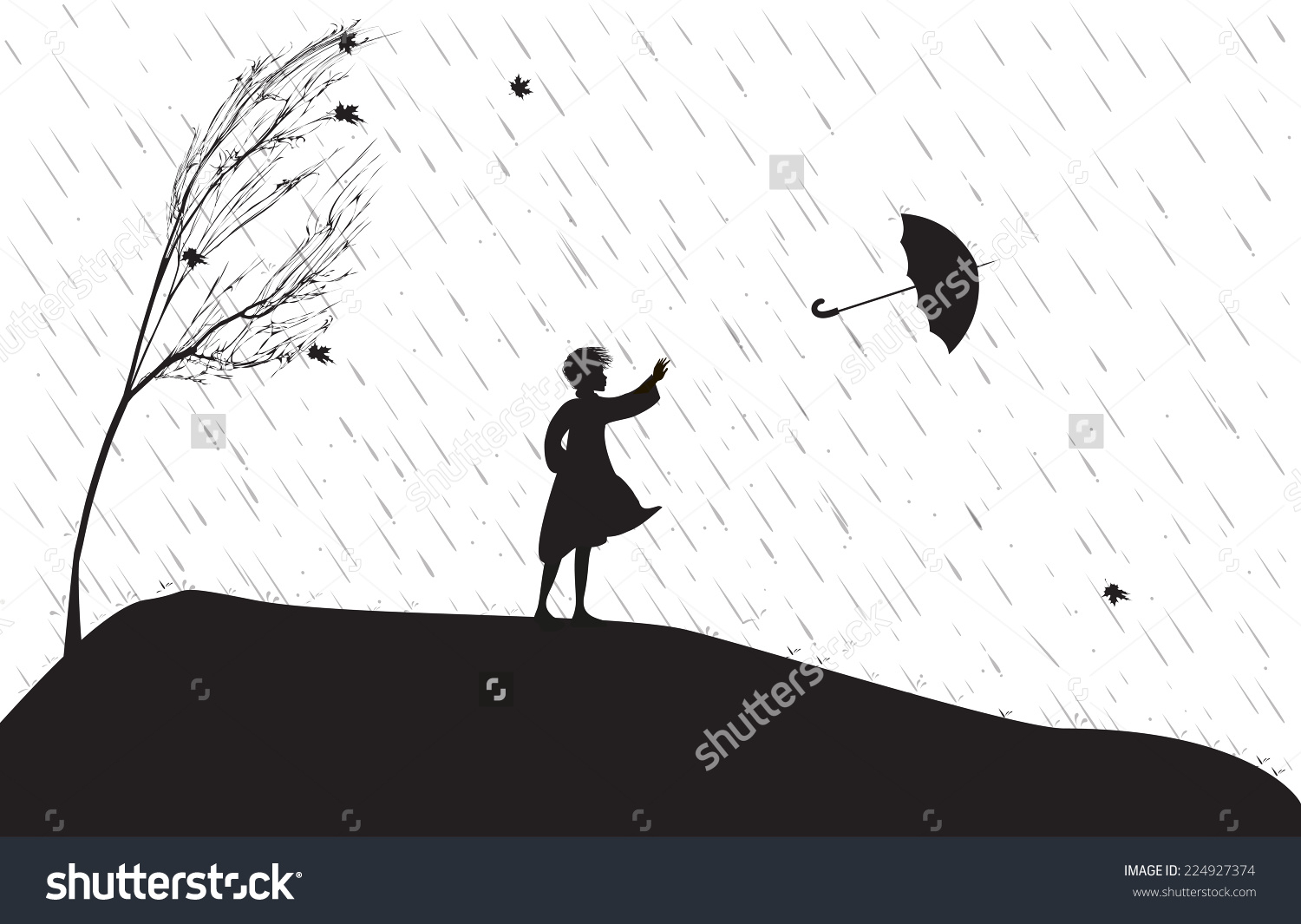 1500x1065 Drawing Of A Girl In The Rain With An Umbrella Drawing Of A Girl