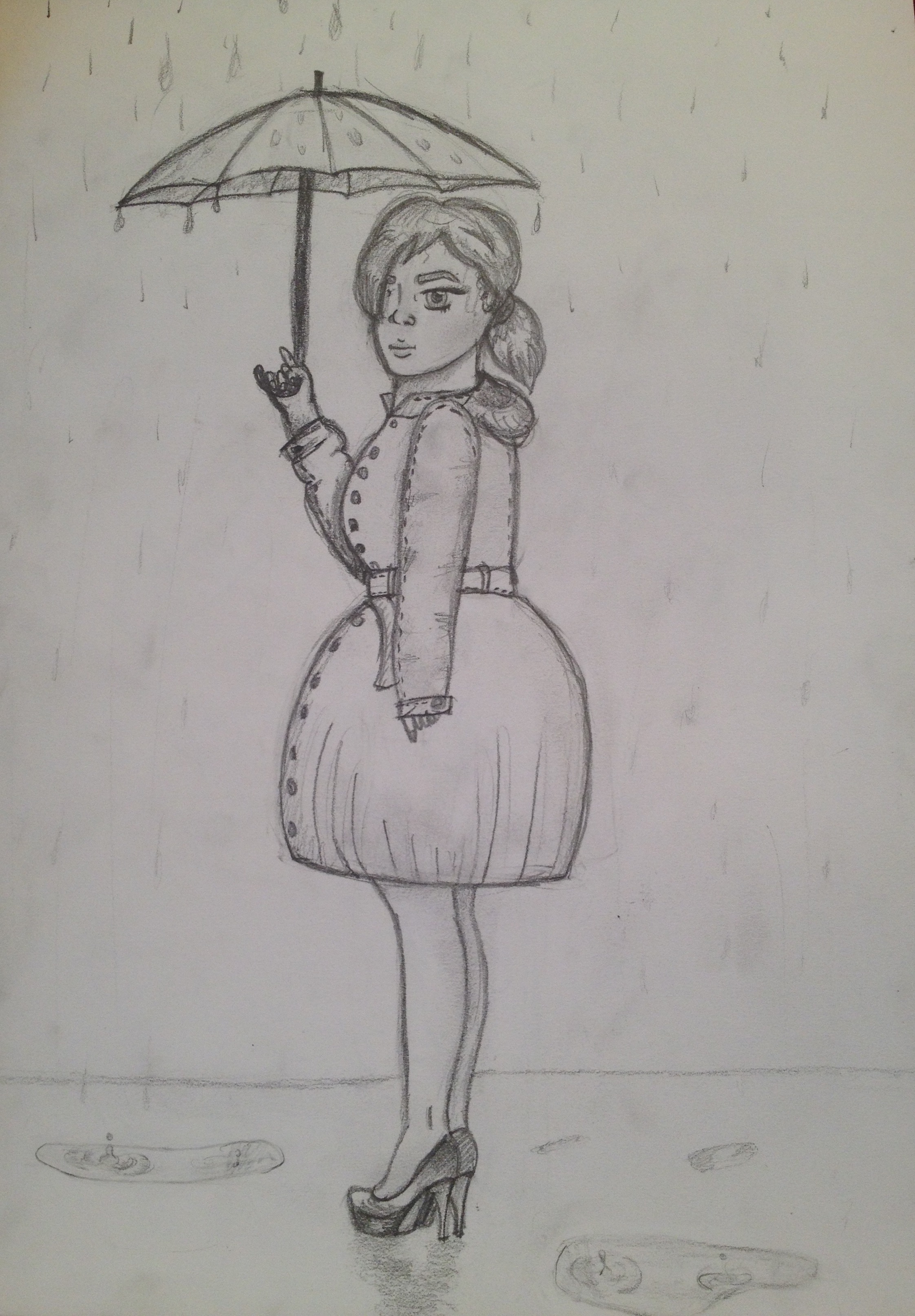 2244x3228 Girl Umbrella Rain Drawing I Kinda Hate Myself And I Feel