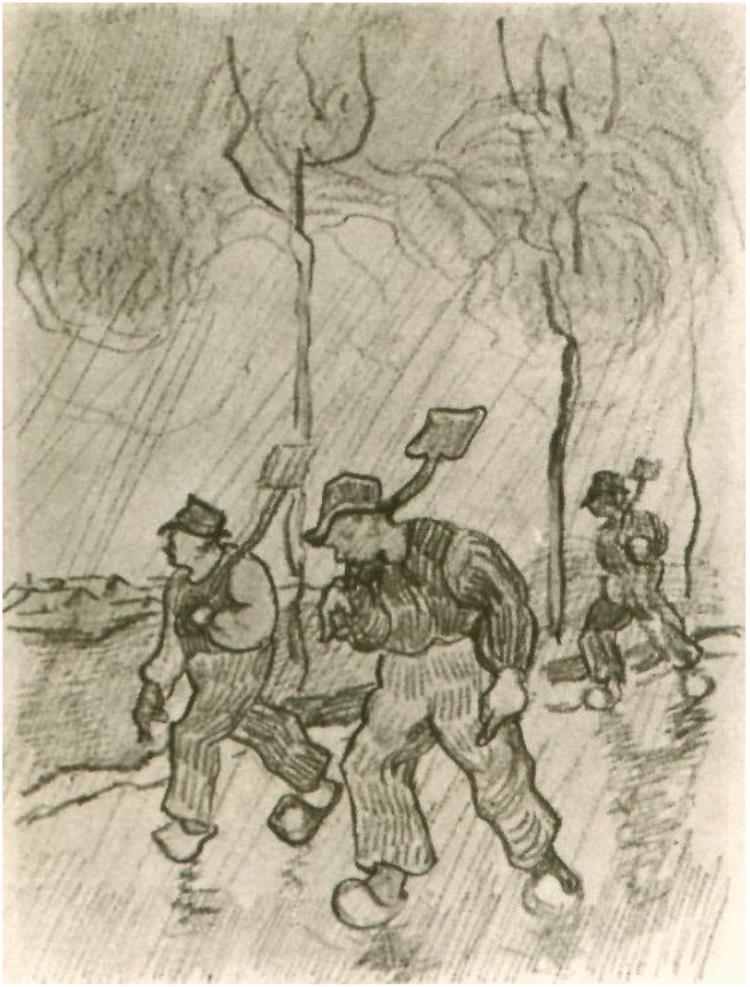 750x987 Three Peasants With Spades On A Road In The Rain By Vincent Van