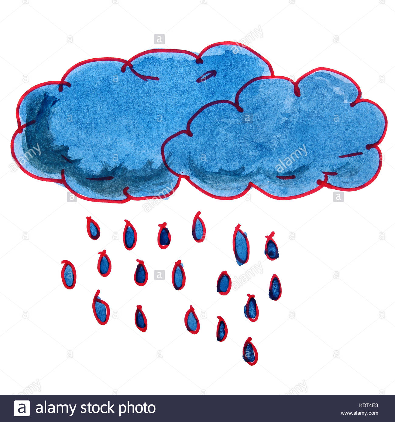 1300x1390 Watercolor Drawing Kids Cartoon Rain On A White Background Stock