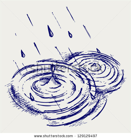 442x470 Rain Drops Rippling In Puddle. Doodle Style By Aleks Melnik, Via