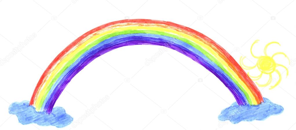 1022x449 Rainbow, Kids Drawing Stock Photo Nadyaus