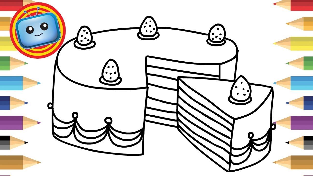 1280x720 How To Draw A Rainbow Cake Colouring Book Simple Drawing Game