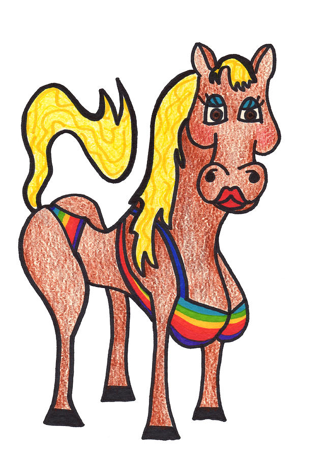 645x900 Horse Rainbow Drawing By Lady Beaver