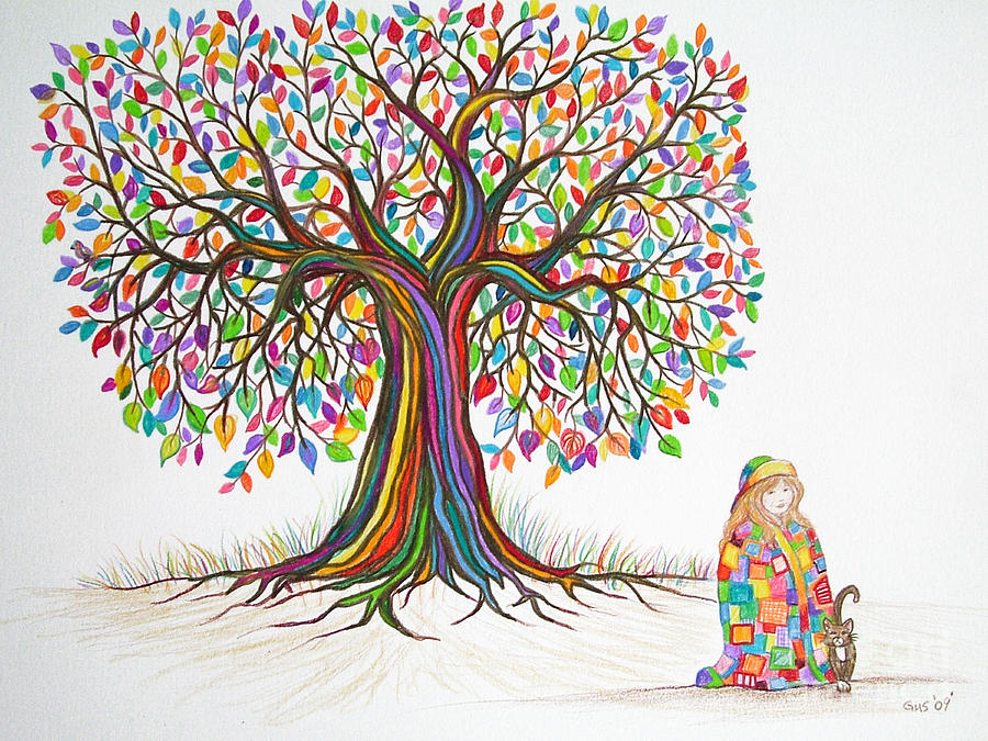 900x675 Rainbow Tree Dreams Drawing By Nick Gustafson