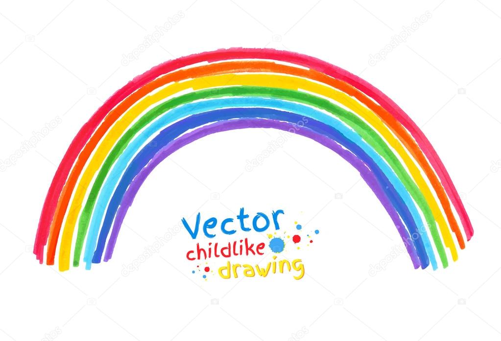 1023x697 Childlike Drawing Of Rainbow Stock Vector Sonya Illustration