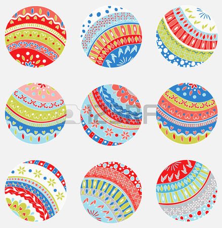 438x450 Set Vector Bright Painted Balls, Hand Drawing Templates