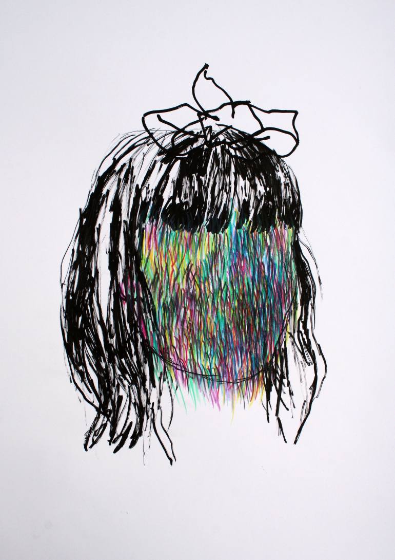 770x1090 Saatchi Art Rainbow Hair Girl Drawing By Hanna Ilczyszyn