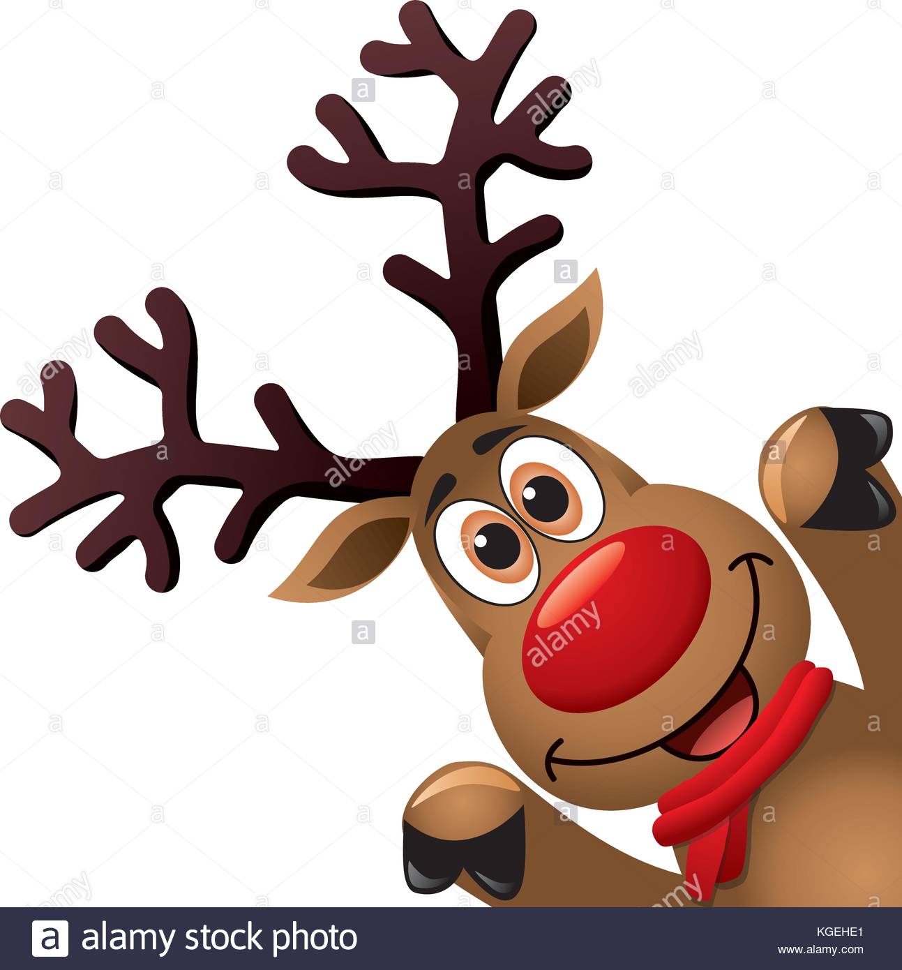 1293x1390 Vector Xmas Drawing Of Funny Red Nosed Reindeer. Christmas Card