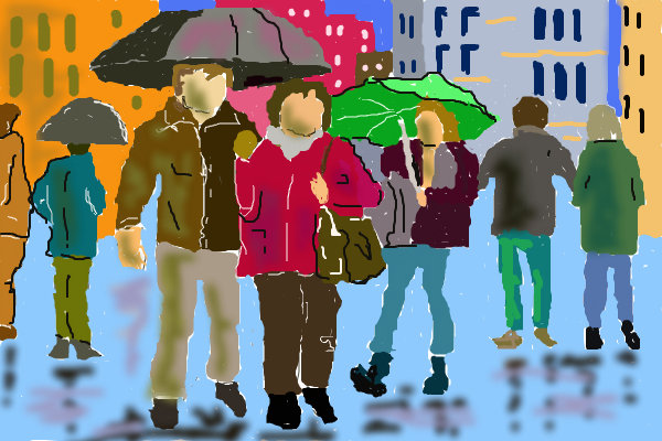 600x400 Rainy Day A People Speedpaint Drawing By Whistler