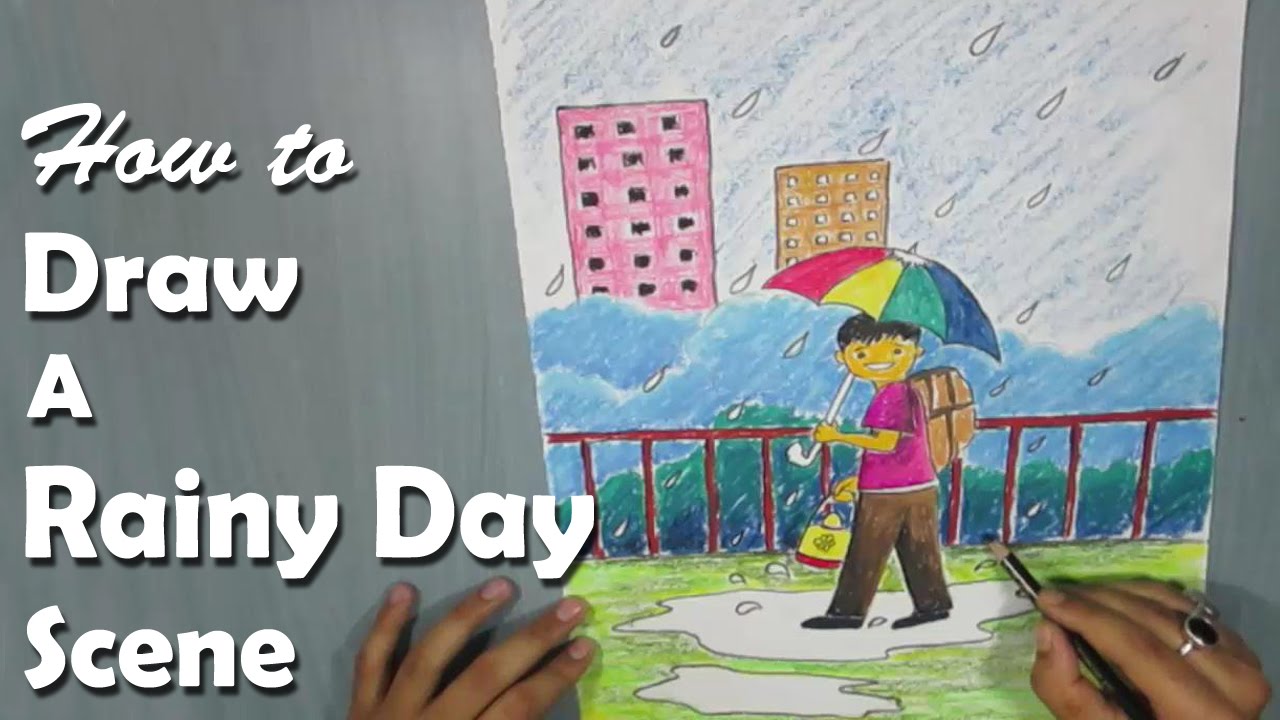 1280x720 How To Draw A Rainy Day With Oil Pastel For Kids