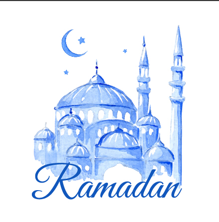 440x446 Watercolor Drawing Ramadan Kareem Vector Background 01