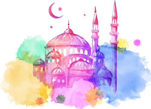 500x361 Watercolor Drawing Ramadan Kareem Vector Background Free Vector