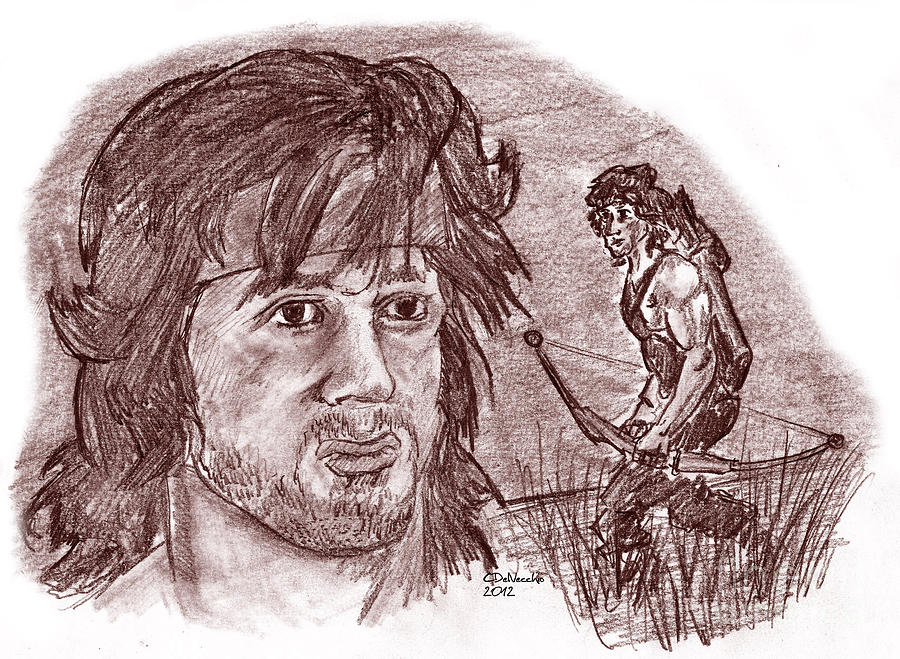900x659 John Rambo Drawing By Chris Delvecchio
