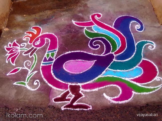 650x488 Rangoli Freehand Drawing Bird