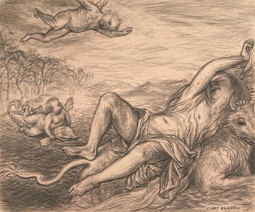 500x416 Figurative Pencil Drawings Drawing From Titian Rape Of Europa By
