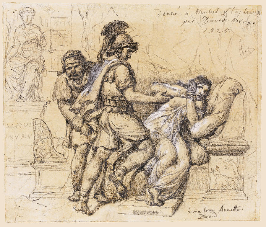 900x769 The Rape Of Lucretia Drawing By Jacques Louis David