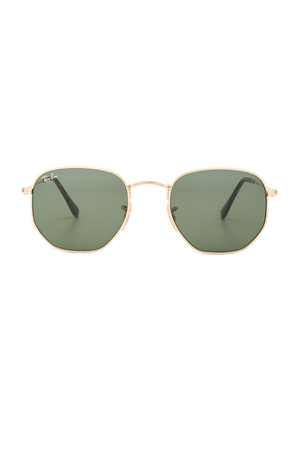 960x1450 Ray Ban Hexagonal Flat Lens In Gold Amp Green Classic Revolve
