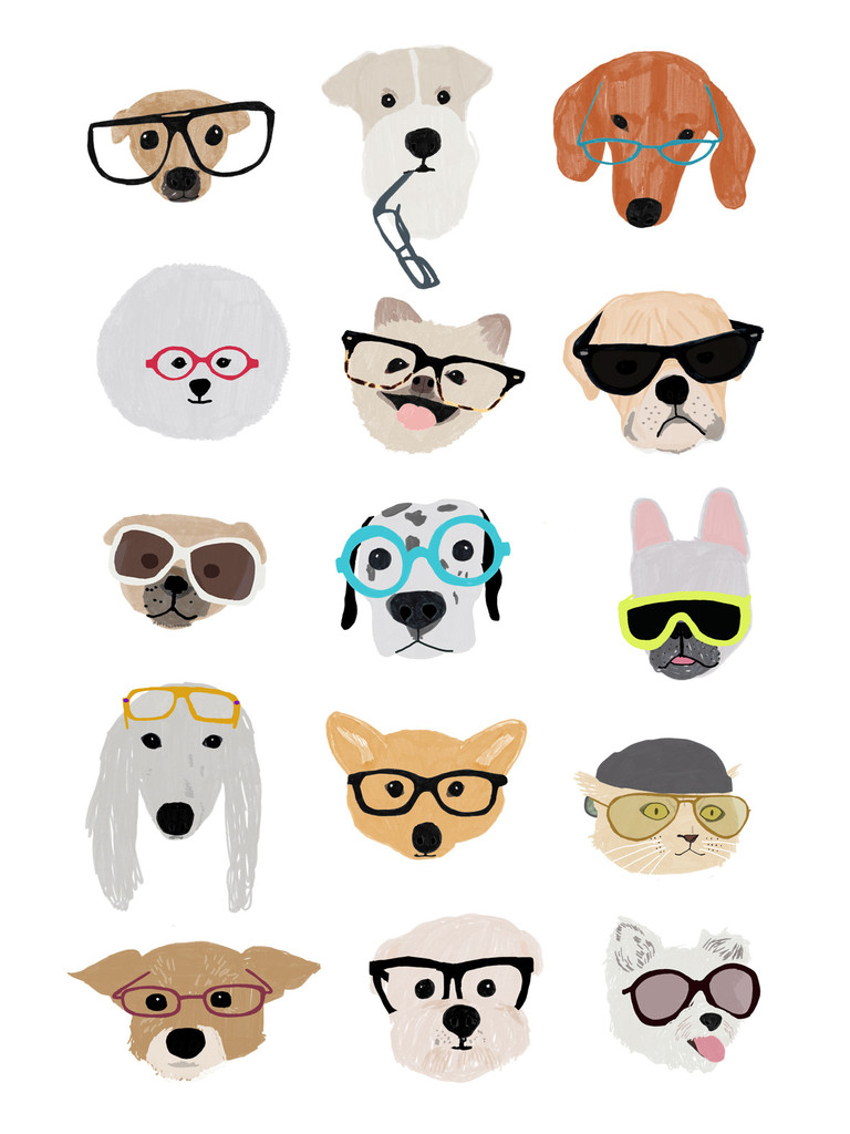768x1024 Ray Ban Sunglasses Drawing Dogs With Glasses Print Hanna Melin