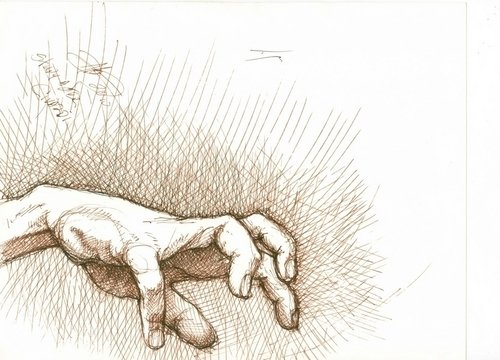 500x360 Drawing Reaching Hand (Original Art By Floyd Alsbach, Stuckist