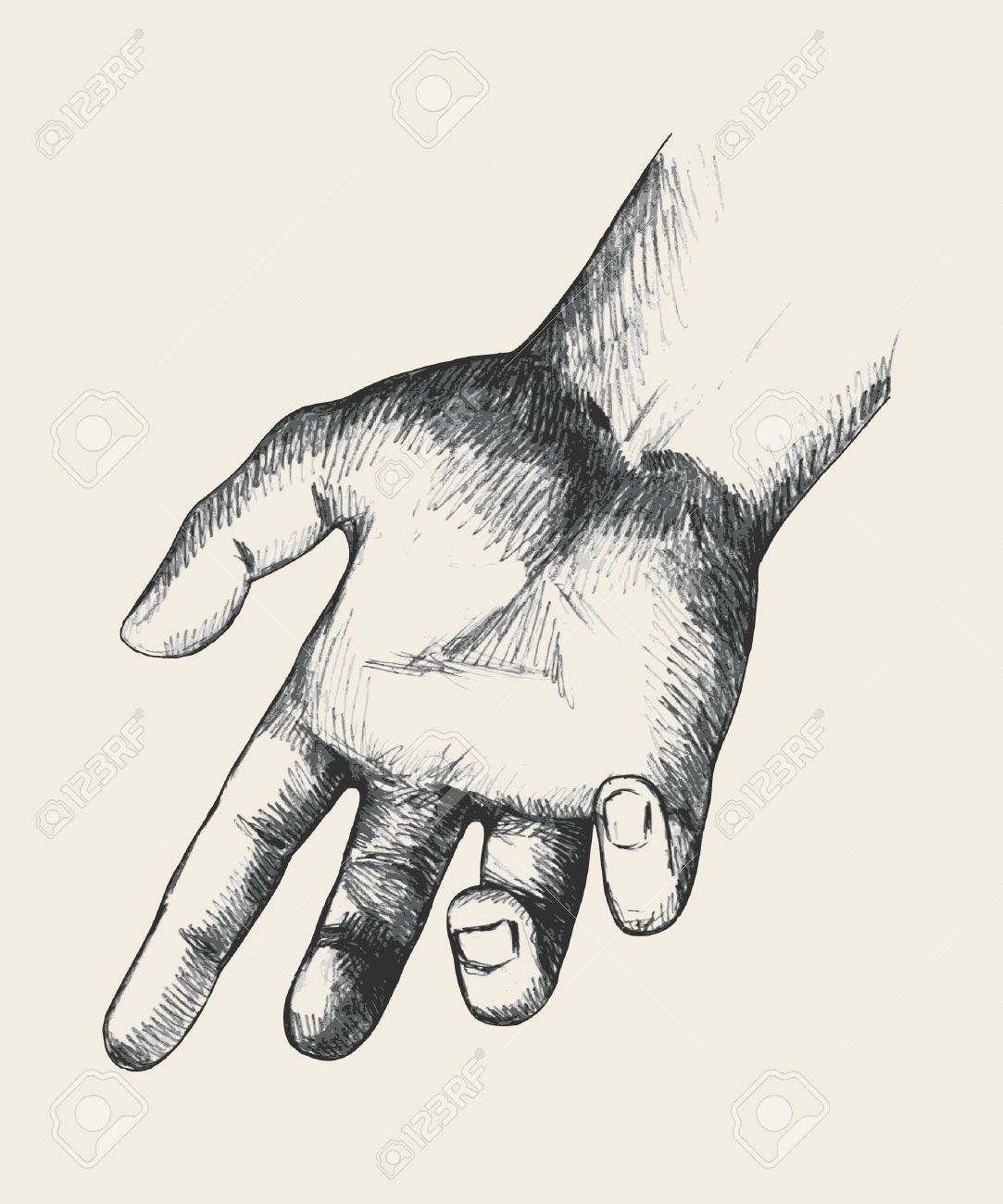 1083x1300 Sketch Illustration Of A Reaching Hand Royalty Free Cliparts