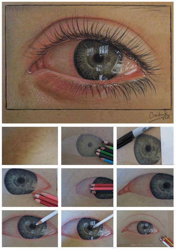 674x960 How To Draw A Real Eye ) Art Eye, Colored Pencils