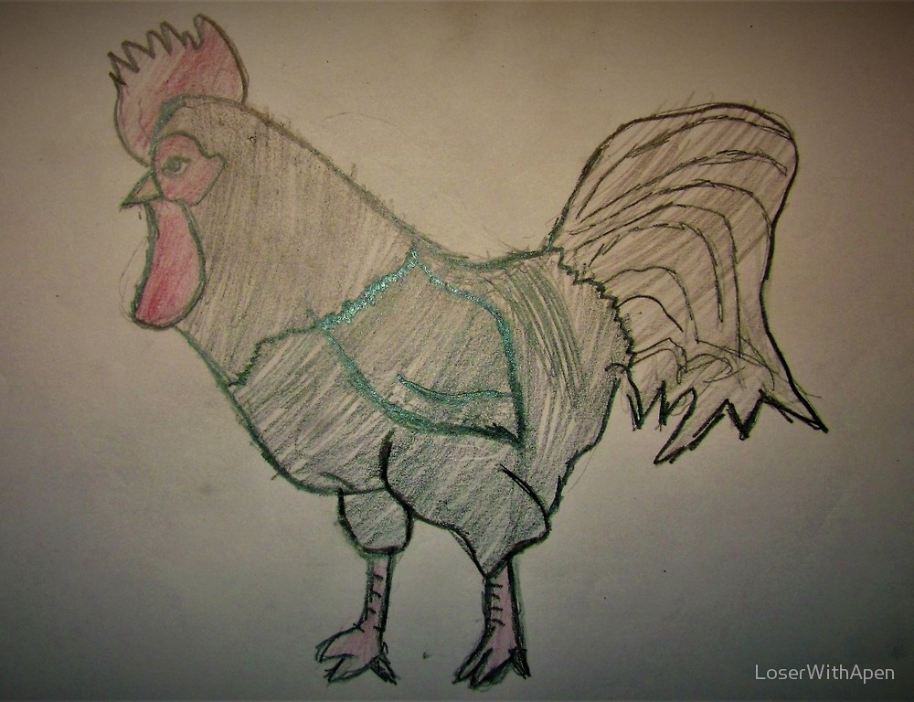 1000x768 Realistic Rooster Chicken Drawing By Loserwithapen Redbubble