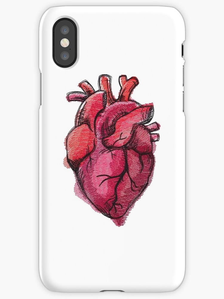 750x1000 Realistic Heart Drawing Iphone Cases Amp Skins By Decentart Redbubble