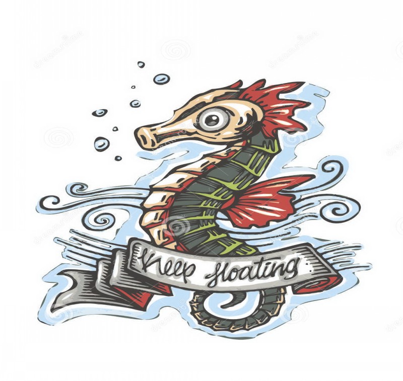 800x757 Collection Of Seahorse In Blue Waves Tattoo Design