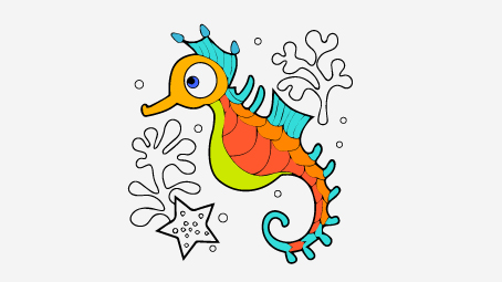454x255 Top 10 Free Printable Seahorse Coloring Pages Online