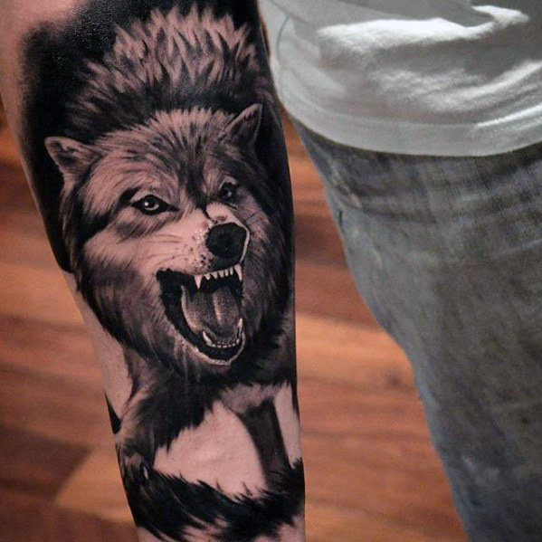 599x599 50 Realistic Wolf Tattoo Designs For Men