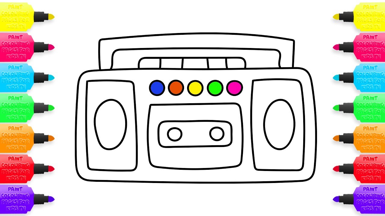 1280x720 How To Draw Cassette Tape Recorder, Coloring Pages Player