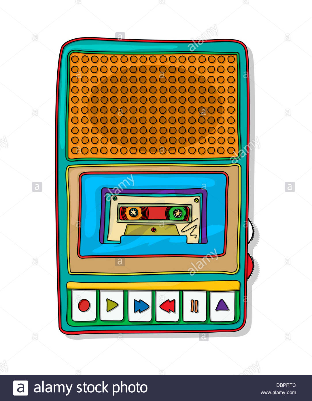 1083x1390 Vintage Audio Tape Recorder Funky Drawing Isolated Over White