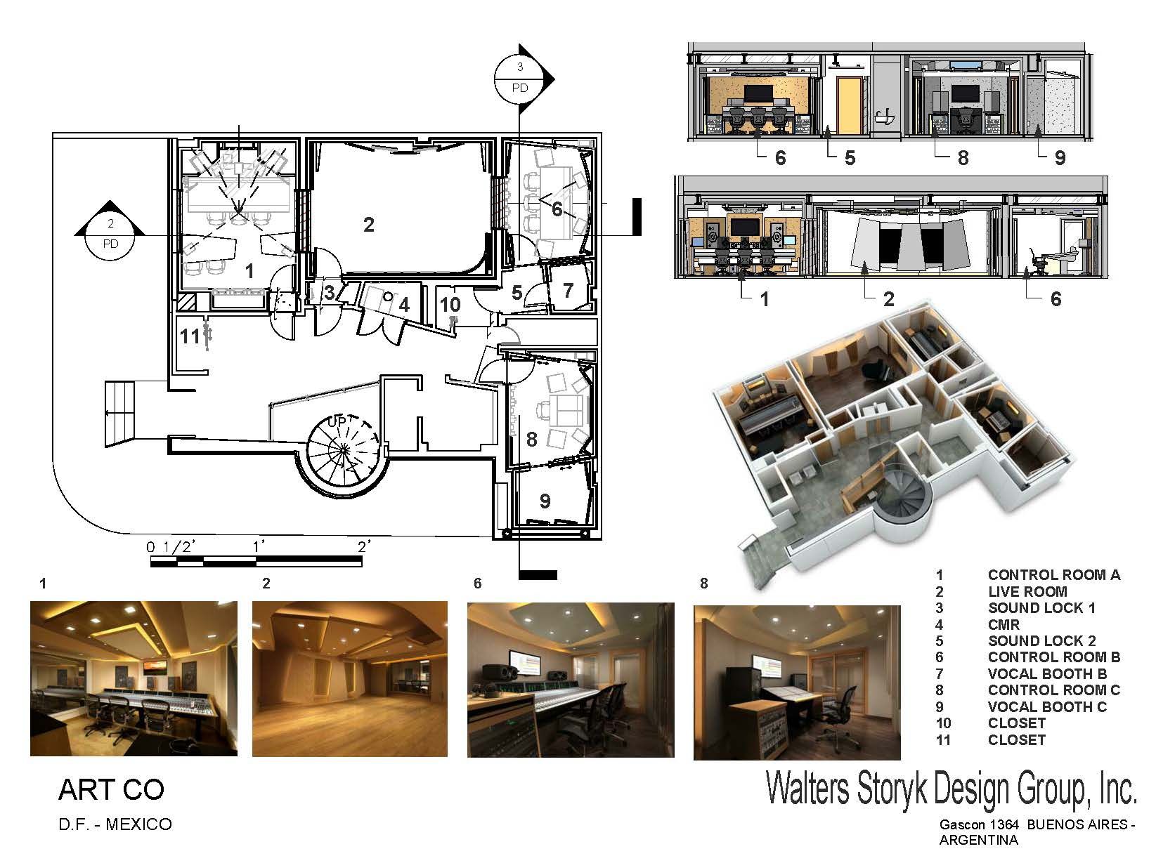 1645x1219 Presentation Drawing, Artco Recording Studios Mexico Df, Mexico