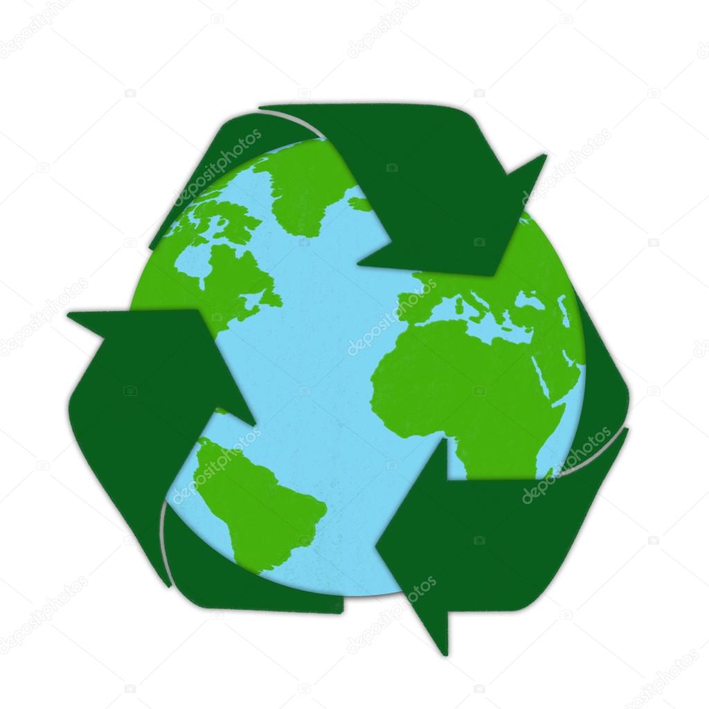 1024x1024 World Map With Recycle Sign Drawing By Pastel On Charcoal Paper