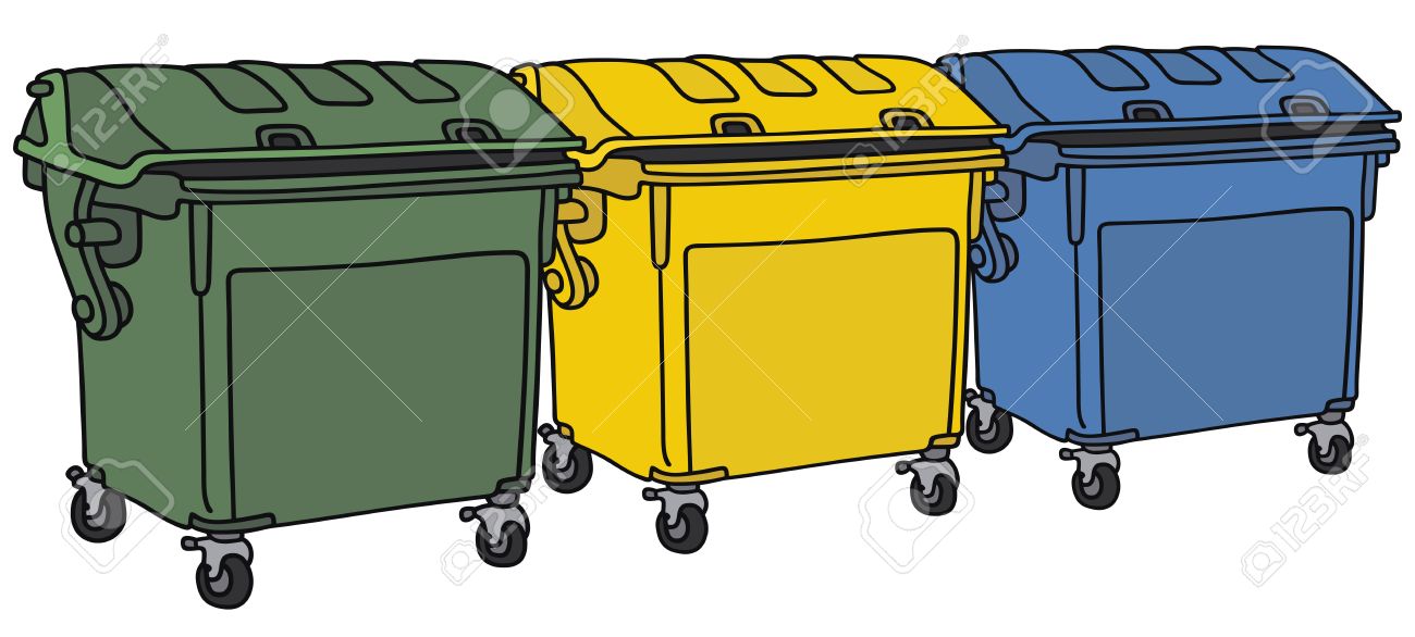 1300x586 Hand Drawing Of Three Recycling Garbage Containers Royalty Free