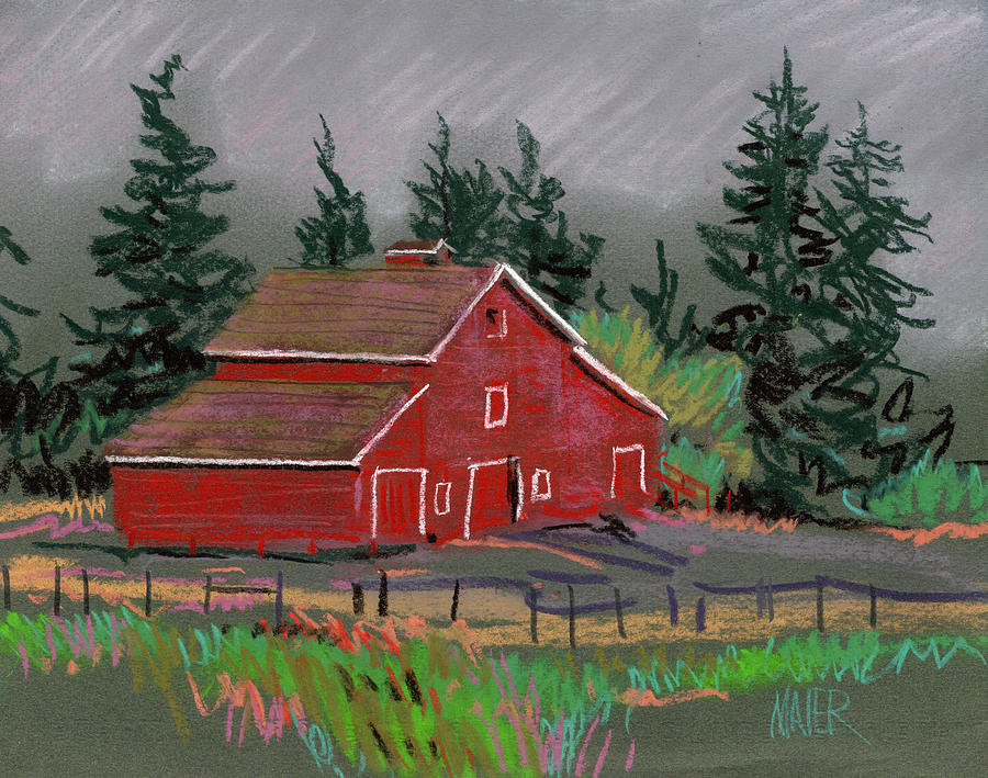 900x709 Red Barn In La Honda Drawing By Donald Maier