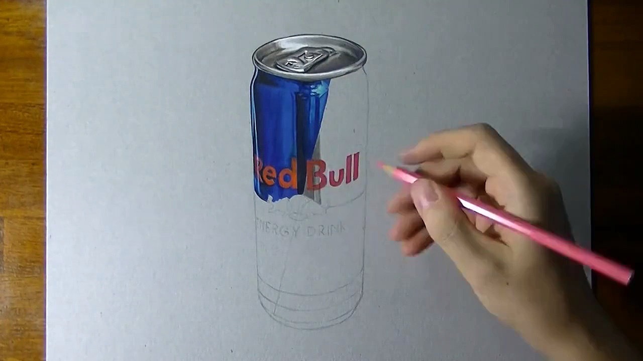 1280x720 Red Bull Can Timelapse Drawing