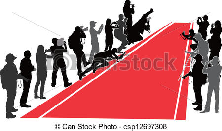 450x267 Group Of People With Camera Near Red Carpet. Vector Vector