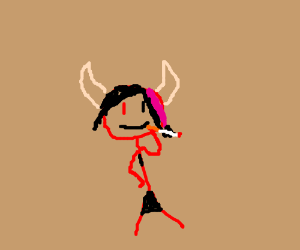 300x250 Demon Girl W 1 Red Eye And A Pink Streak